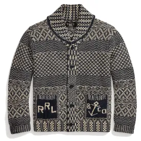RRL by Ralph Lauren Cotton-Blend Shawl Cardigan Navy/Cream