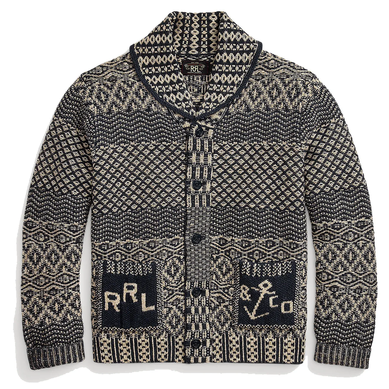 RRL by Ralph Lauren Cotton-Blend Shawl Cardigan Navy/Cream
