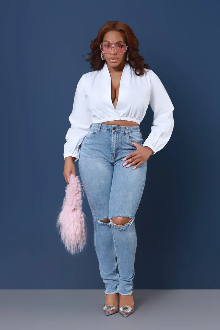See Ya High Rise Distressed Hourglass Jeans - Light Wash