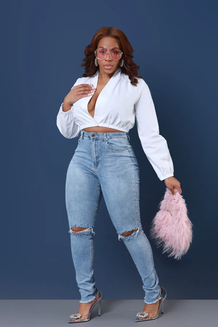 See Ya High Rise Distressed Hourglass Jeans - Light Wash
