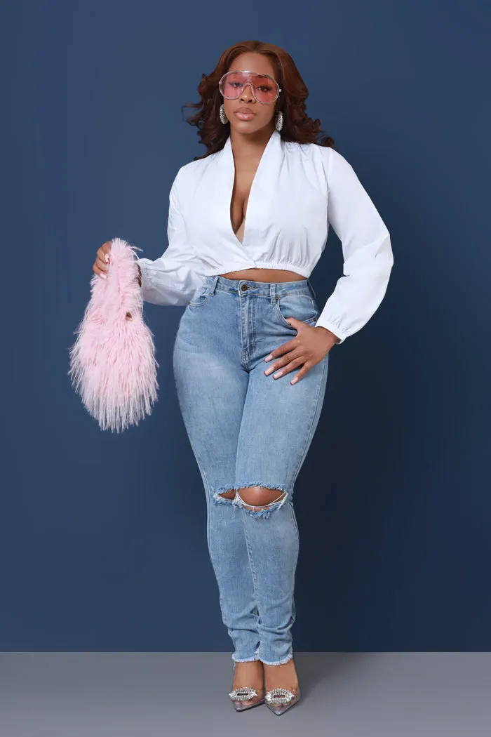 See Ya High Rise Distressed Hourglass Jeans - Light Wash