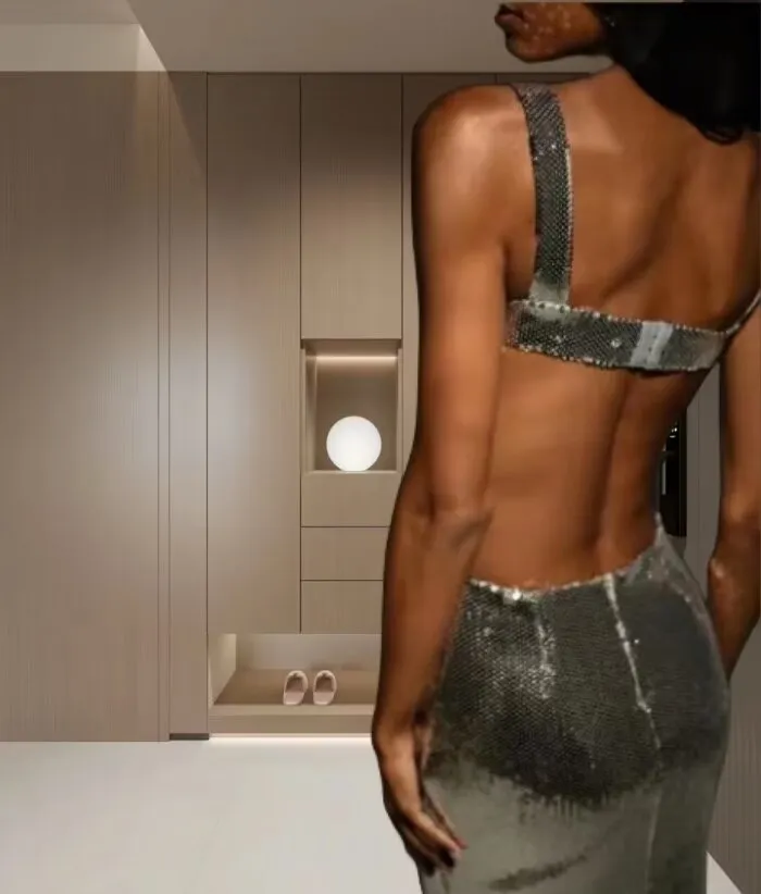 Sequin Backless Long Maxi Dress Women's Sexy Open Back Party Dress