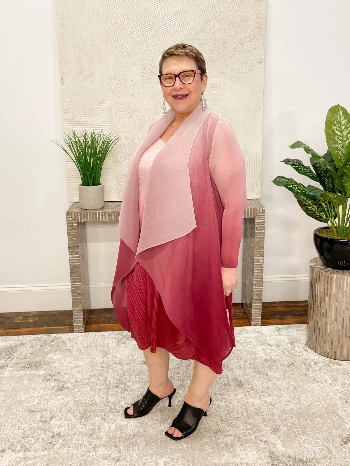 Short Collare Coat, Glacier to Rhubarb Ombre