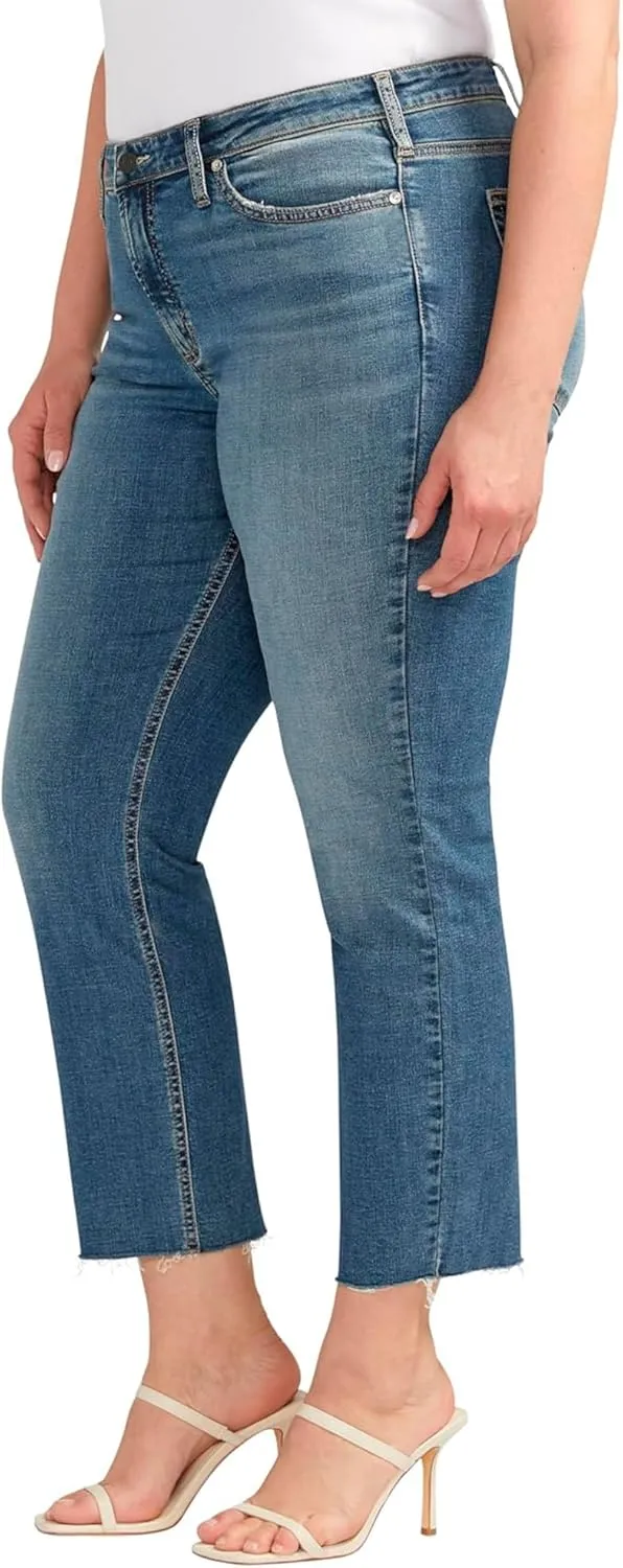 Silver Jeans Co. Women's Plus Size Most Wanted Mid Rise Straight Leg Jeans