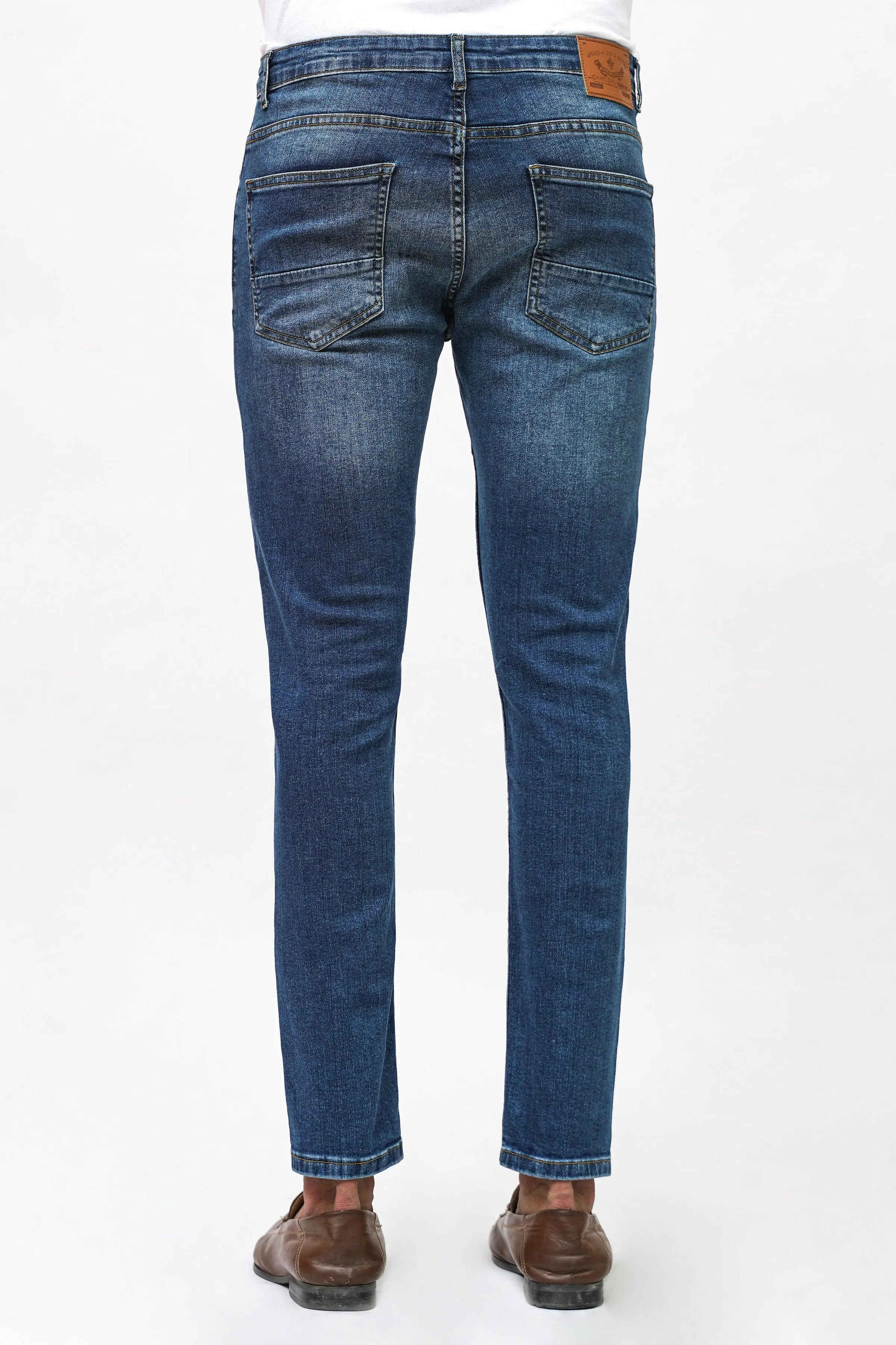 SKINNY FIT MID BLUE DENIM JEANS