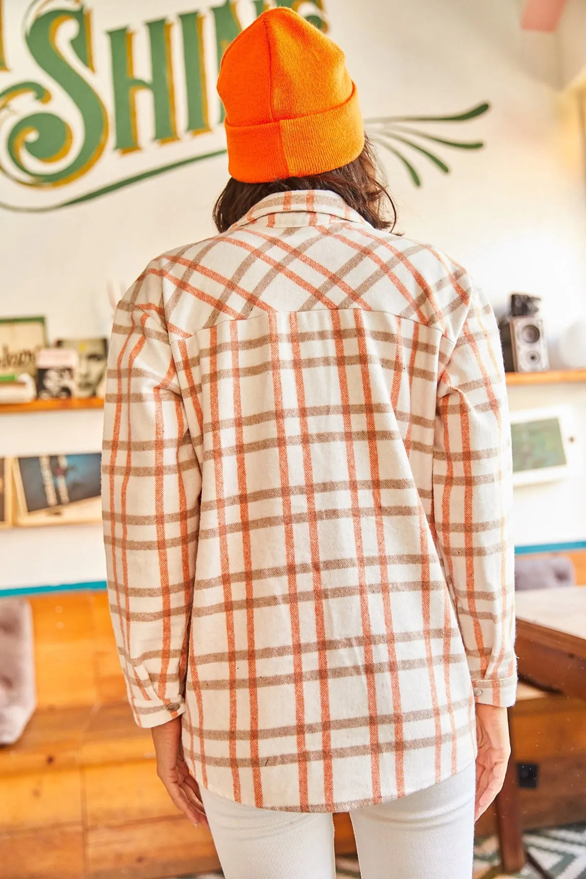 Slim Plaid Oversize Cachet Shirt,Slim Chic Shirt, Casual Plaid Fashionable Shirt, Trendy Cachet, Fall Fashion, Autumn Essential,Gift For Her