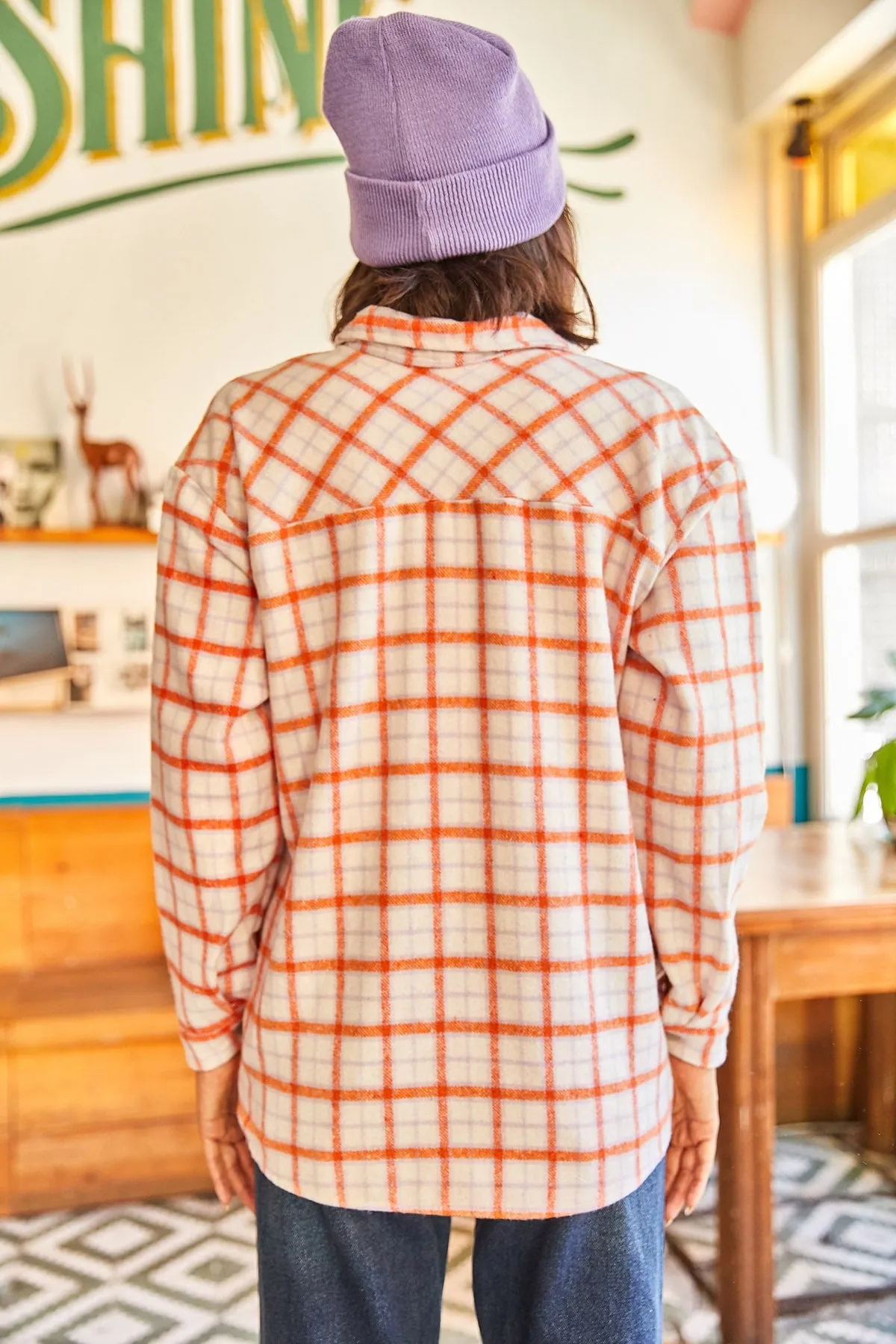 Slim Plaid Oversize Cachet Shirt,Slim Chic Shirt, Casual Plaid Fashionable Shirt, Trendy Cachet, Fall Fashion, Autumn Essential,Gift For Her
