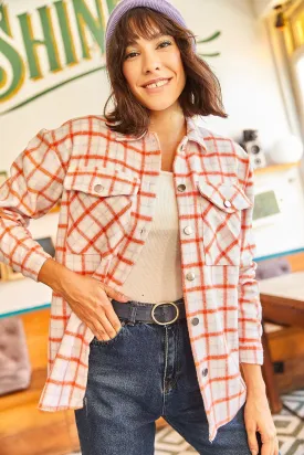 Slim Plaid Oversize Cachet Shirt,Slim Chic Shirt, Casual Plaid Fashionable Shirt, Trendy Cachet, Fall Fashion, Autumn Essential,Gift For Her
