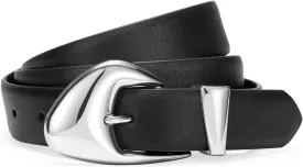 SUOSDEY Fashion Womens Leather Belt,Soft Leather Waist Belt with Silver Buckle for Ladies Jeans Pants Dresses,width 1.1"