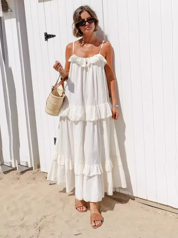 TEEK - Ruffled Long Swing Beach Dress