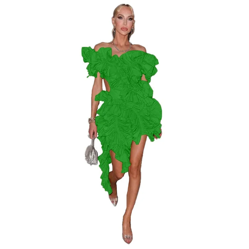 TEEK - Tree Fungi Ruffle Tierred Dress