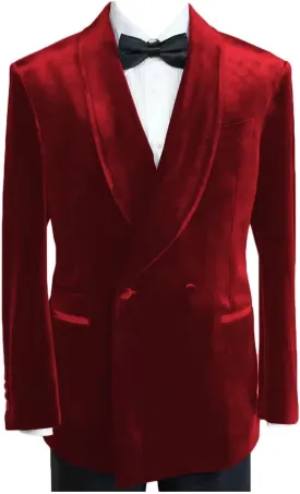 Vintage Velvet Blazer Jacket for Men Double Breasted Shawl Lapel Sport Coat Slim Fit Wedding Tuxedo