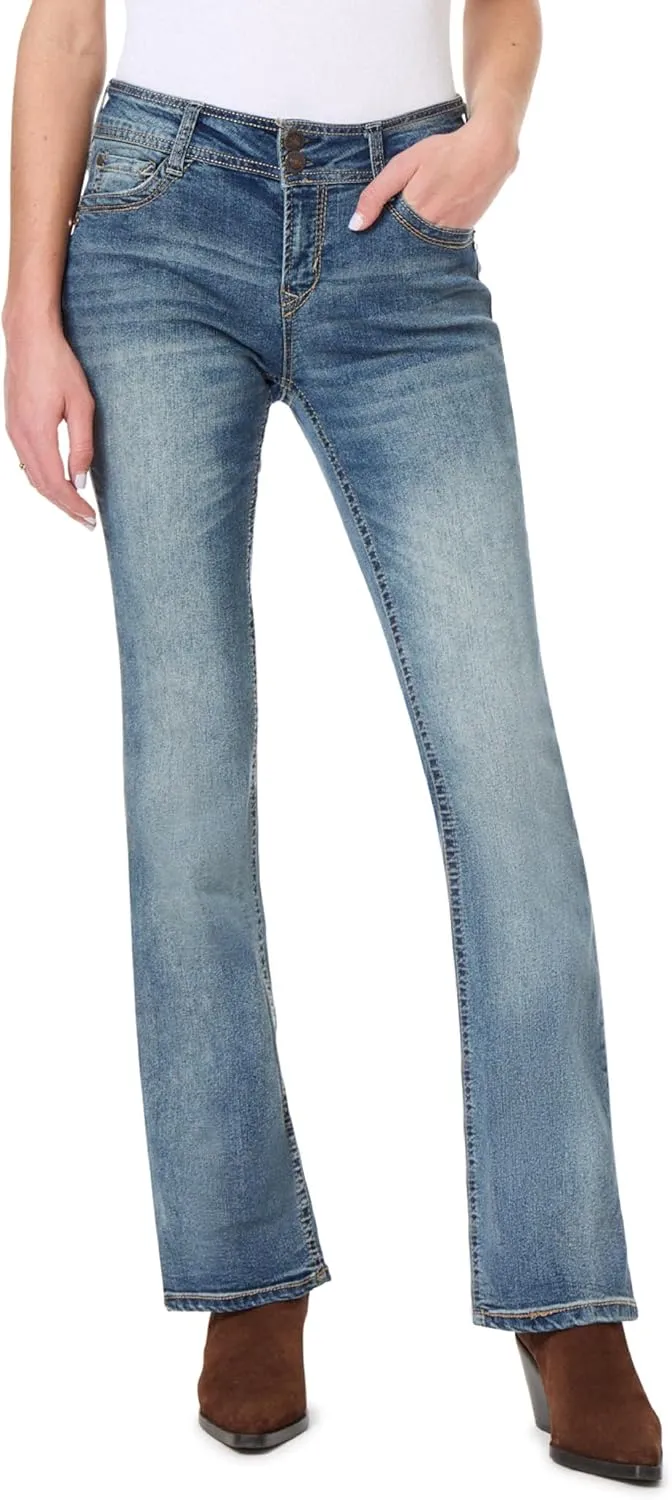 WallFlower Luscious Curvy Bootcut Jeans for Women Mid-Rise Insta Stretch Denim in Petite, Midsize, Plus Size, Juniors Jeans