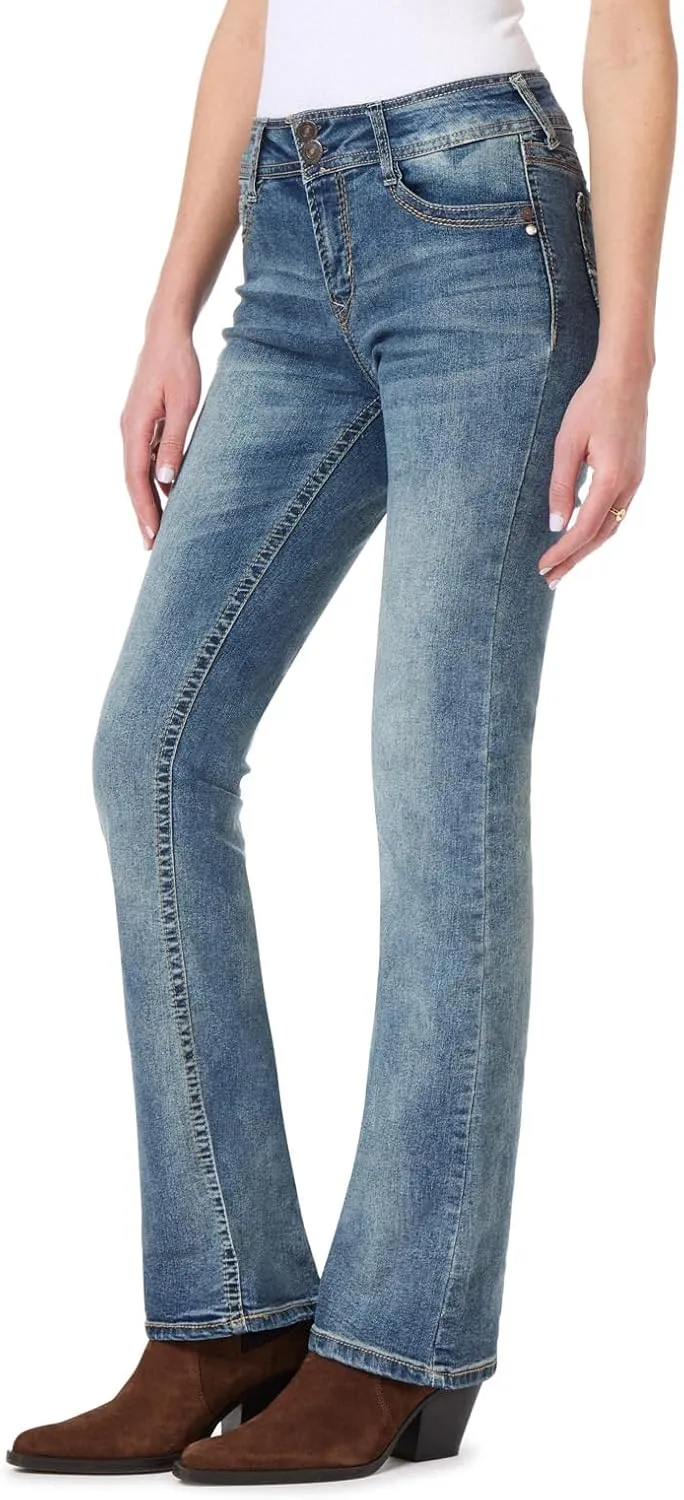 WallFlower Luscious Curvy Bootcut Jeans for Women Mid-Rise Insta Stretch Denim in Petite, Midsize, Plus Size, Juniors Jeans