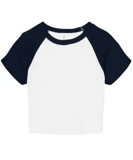 White/Navy - Women’s micro rib raglan baby t-shirt