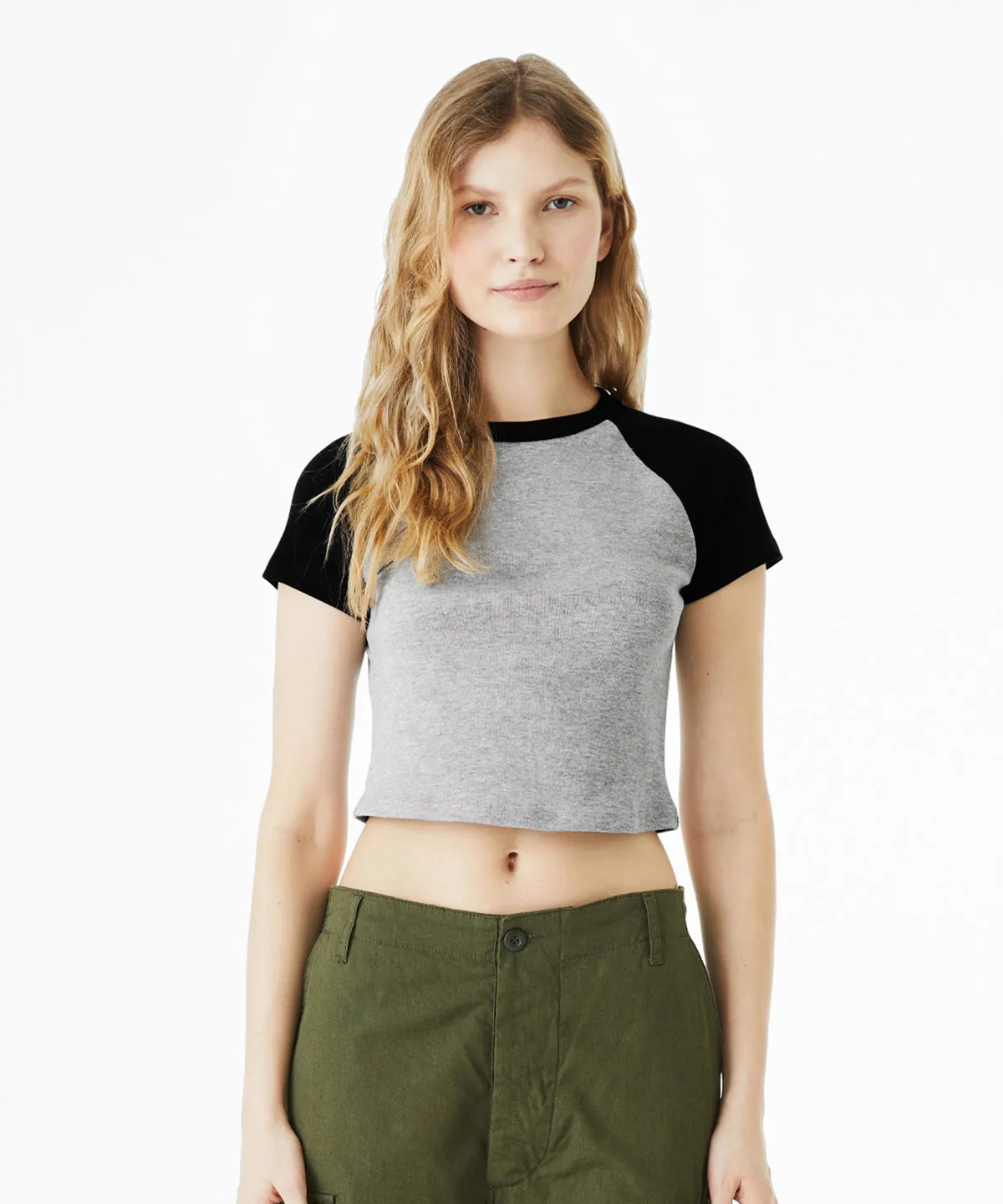 White/Navy - Women’s micro rib raglan baby t-shirt