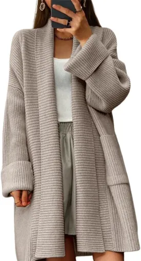 Women's Fall Casual Open Front Midi Long Cardigan Sweater Loose Fit Chunky Knit Coatigan Coat Women's Fall Casual Open Front Midi Long Cardigan Sweater Loose Fit Chunky Knit Coatigan Coat