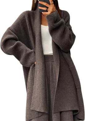 Women's Fall Casual Open Front Midi Long Cardigan Sweater Loose Fit Chunky Knit Coatigan Coat Women's Fall Casual Open Front Midi Long Cardigan Sweater Loose Fit Chunky Knit Coatigan Coat