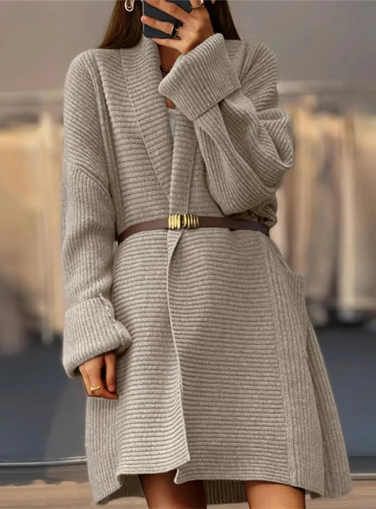 Women's Fall Casual Open Front Midi Long Cardigan Sweater Loose Fit Chunky Knit Coatigan Coat