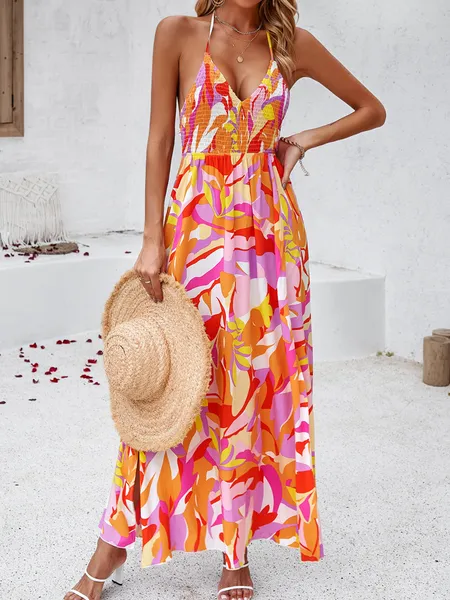 Women's Floral Print Cami Backless Long Dress HW775H8NB5