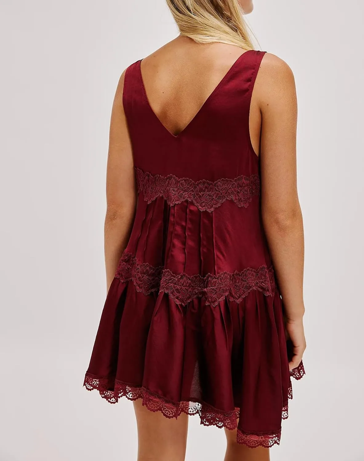 Womens Lace Slip Dress Drop Waist Layering Y2k Sleeveless Sexy Boho Flowy Swing Short Layered Mini Dress