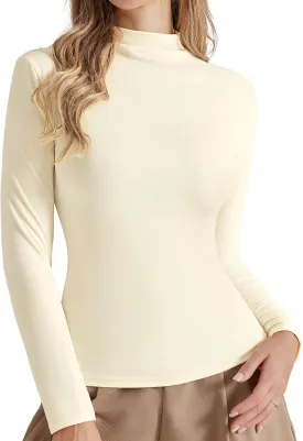Women's Long Sleeve Turtleneck Tops Soft Lightweight Thermal Underwear Mock Neck Base Shirts for Women Women's Long Sleeve Turtleneck Tops Soft Lightweight Thermal Underwear Mock Neck Base Shirts for Women