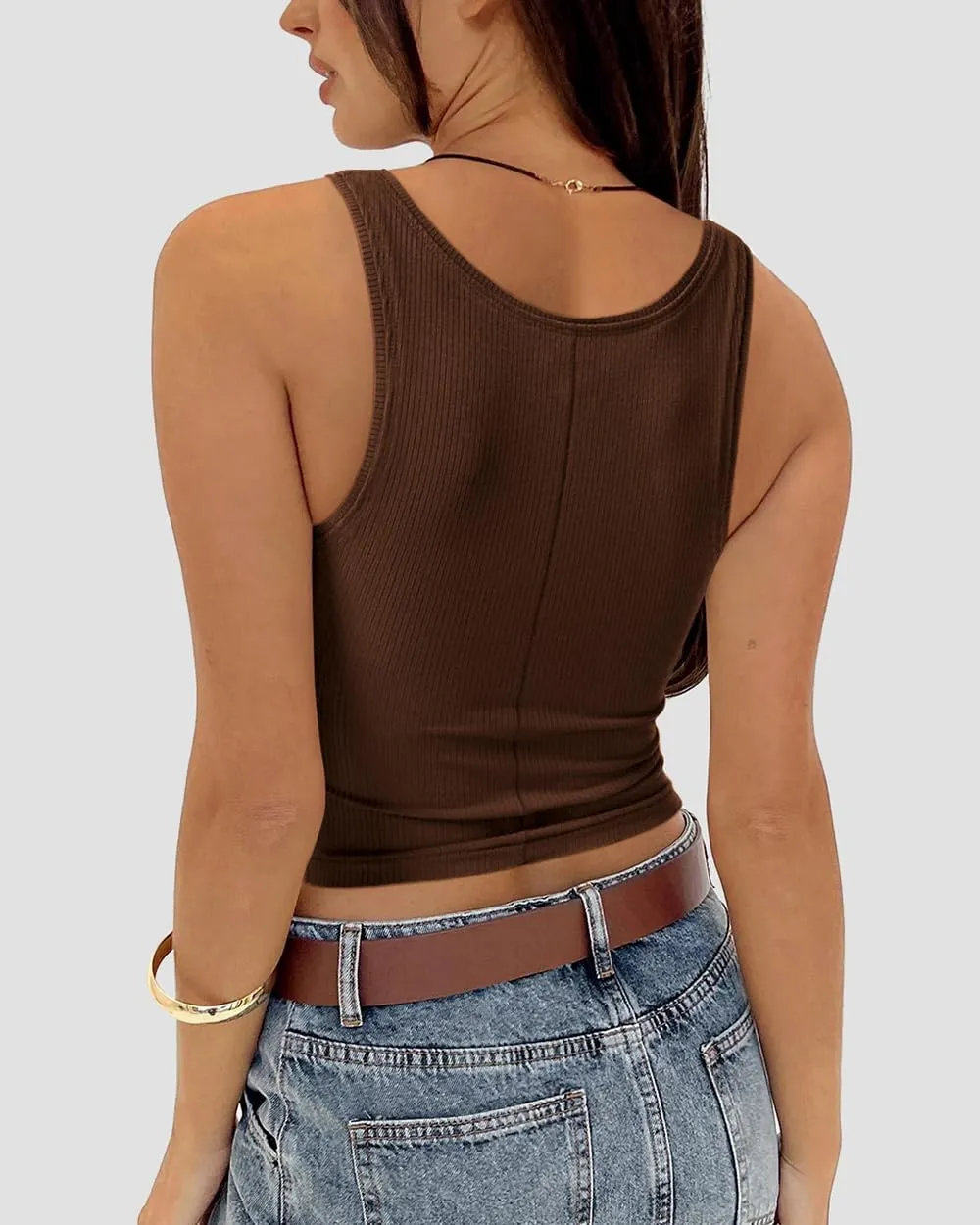 Women's Square Neck Tank Tops Sleeveless Ribbed Going Out Casual Basic Crop Top Shirts